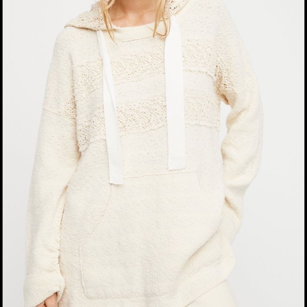 Free People “Candy Crochet Hoodie” Coverup Sweater